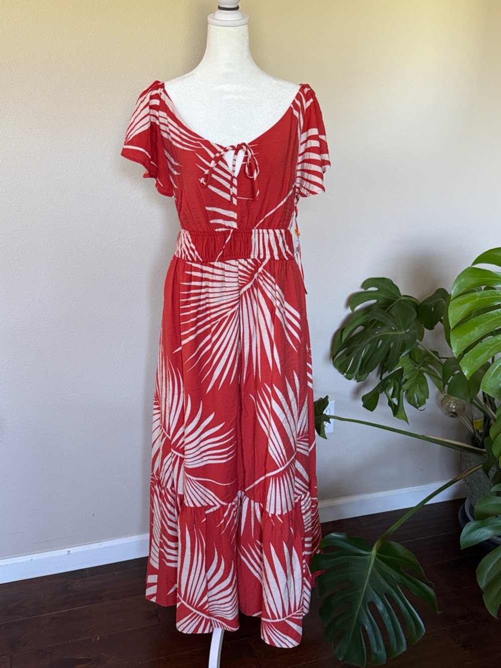 Nine West Coral Tropical Print Maxi Dress, XXL